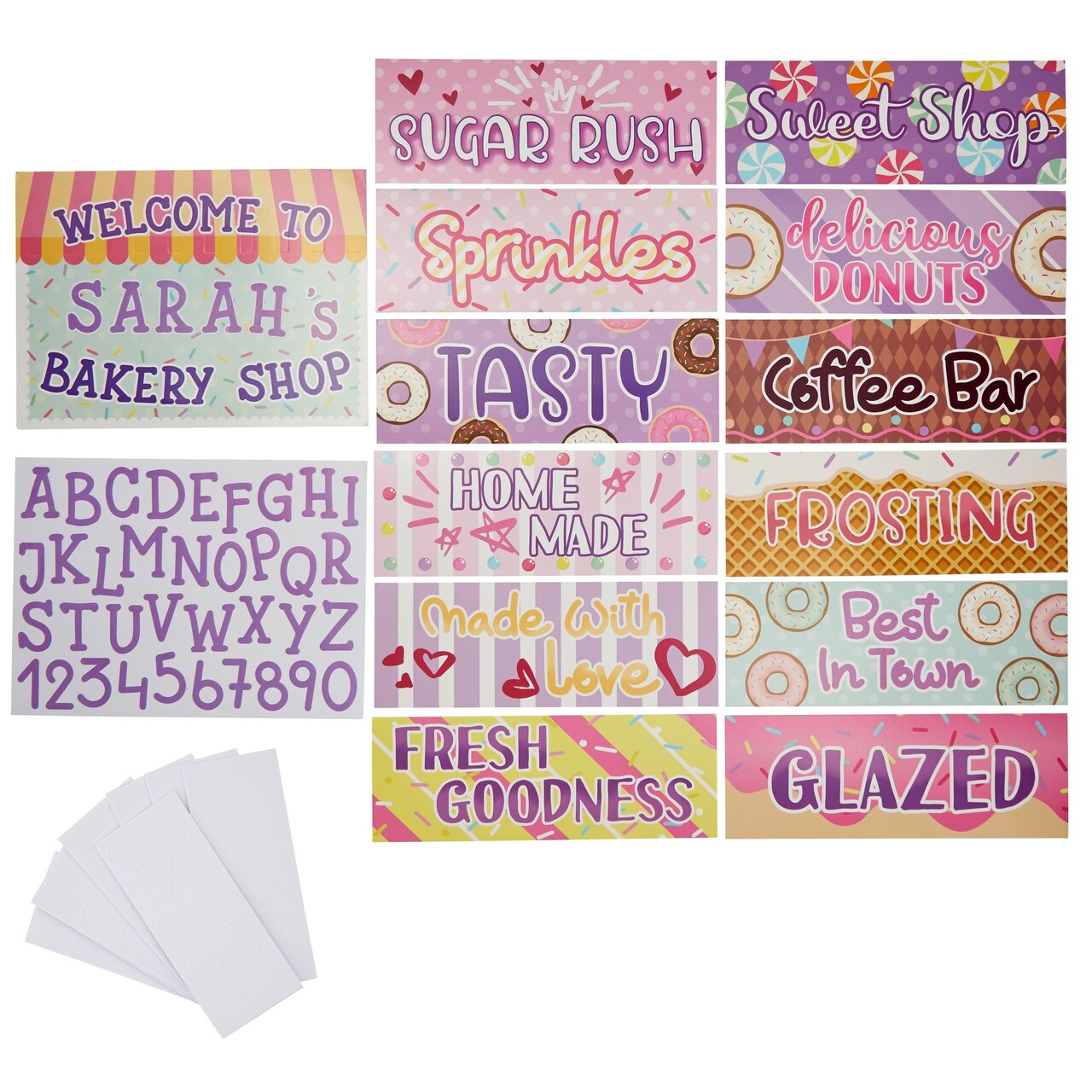 13 Pieces Donut Grow Up Two Sweet Birthday Party Decoration, Custom Signs Kit with Letter Stickers